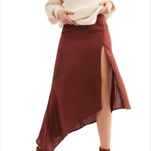 Brown silky maxi skirt from free people